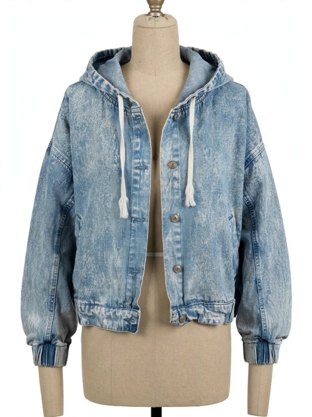Rue21 Acid Wash Denim Hooded Jacket Womens XL